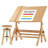 MEEDEN Holz Zeichentisch, 96 x 60cm Kunsttisch Schreibtisch, Zeichentisch mit Verstellbarer Höhe, Holz Künstler Hocker, Craft Tisch für Malerei, Schreiben, Lesen, Graphic Design