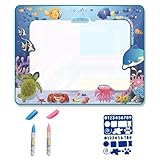 Aqua Doodle, Wassermalmatte, Malmatte Mit Wasserstift, wiederverwendbare Malmatte mit 2 Stiften und 1 Vorlage, perfekt für Kinder und Erwachsene, ideal für Zuhause, Schule und unterwegs(44 * 32cm)