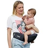 Baby-Hüfttrage, Babytrage, Hüftsitz, Taille für Baby, mit verstellbarem Gurt und Tasche, ergonomischer Baby-Hüfthalter für Neugeborene und Kleinkinder (Dunkelgrau)
