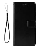 MingMing Lederhülle für LG Q7 Hülle, Flip Case Schutzhülle Handy mit Kartenfach Stand und Magnet Funktion als Brieftasche, Cover für LG Q7, Schwarz