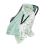 amo nenes Einschlagdecke Babydecke für Babyschale Kinderwagen Kuscheldecke 90 x 90 cm 100% Baumwolle Ganzjahresdecke Universal Baby Decke für Buggy Autositz (Dunkelgrün)