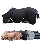 Marengos - Fliegendecke mit Kreuzgurt Economic – Schutz vor Insekten & Plagegeistern – Ekzemerdecke inkl. großem Schweiflatz – Verstellbarer Kreuzgurt – Pferdedecke in Schwarz – 135 cm