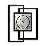 Kreative Feder Designer-Wanduhr in modernem Metallic-Look ohne Tickgeräusche (Abstract Water, leises Funkuhrwerk)