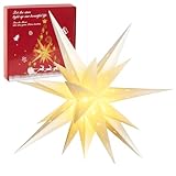 SUNBEAUTY Weihnachtsstern Beleuchtet Batterie mit Timer, 58CM Hängend Weihnachtsdeko Aussen Led Stern, 3D Leuchtstern, Weihnachtsstern für innen und außen