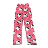 𝐇𝐞𝐥𝐥𝐨 𝐊ἰ𝐭𝐭𝐲 Pyjama Hose Kinder,Schlafhose Pyjamahose Lang Flanell Weich Kawaii Anime Winter Warm und Bequem Schlafanzughose Casual Pyjamas Schlafanzughose