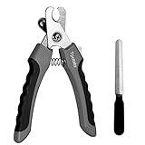Edelstahl Krallenschere für Hunde und Katzen mit Sicherheitsschutz–Profi Hundekrallen Schneider&Nagelknipser für alle Rassen (klein, mittelgroß, groß) Inkl.Krallenfeile, vermeidet Überschneiden