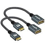 Twozoh Mini HDMI auf HDMI Adapter 2 Stück, Mini HDMI Stecker auf HDMI Buchse. Geflochtenes Verlängerungskabel unterstützt 3D 4K 1080p Camcorder, Grafikkarte, Laptop, Tablet, HDTV, Projektor