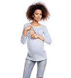 Selente Mummy Love 1474 Damen Kapuzenpullover/Langarmshirt zum Stillen und als Umstandsmode (Made in EU), Langarmshirt Hellblau, Gr. L/XL