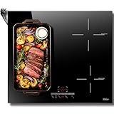 Hobsir Induktionskochfeld mit Stecker, Kochfeld 4 Platten, 60cm Induktionskochfeld, 3500W, Einbau kochfeld mit Flexzone, Kindersicherung, Schieberegler Touch Control