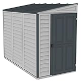 Duramax SideMate PLUS 4 x 8 (2.91 m²) Kunststoff gerätehaus mit Metallfundament Set, Wendetür, robuste Metalldachkonstruktion, wartungsfreier Vinylschuppen, Elfenbein