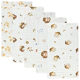 LdawyDE Spucktücher Baby, Baumwolle Musselintücher 5er Pack Ultraweich Saugstark Neugeborene Lätzchen Mulltücher 25x50cm
