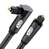 EMK Optisches Kabel, 360 Grad Rotierend Optisches Kabel Winkelstecker, Digital Optisches Kabel Gewinkelt, 90 Grad Toslink Kabel Kompatibel mit Soundbar (90 Grad Schwarz, 2M)