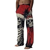 DBMZV Halloween Jogginghose Herren Warme Gefütterte Thermo Trainingshose Winter Lang Fleecehose Lässige Sweatpants Sporthose mit Kordelzug und Taschen Kostüm Anzug Weihnachten