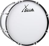 XDrum MBD-220 Marsch Bass Trommel, Fußball Pauke 20' x 12' (6,5 kg, 4 Ösen, Spannschrauben, inkl. Paar Schlägel, Tragegurte, Stimmschlüssel) weiß