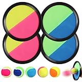 Galerie SV Klettballspiel für Kinder, Klettball Set, Fangballspiel Klett-Ballspiel, Klettball für Kinder mit 4 Fangscheiben und 5 Bälle, Klettball Set Strandspiel für Garten, Innen und