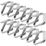 Tischdeckenklammern, 12 Stück 5 x 4cm Tischtuchklammern Edelstahl Tischdeckenhalter Tischdecke Clips Tischklammern Ostern Dekoration für Tisch mit max. Plattenstärke von 3cm