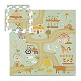 Relaxdays Puzzlematte, 21-TLG. Baby Spielmatte, Bauernhof-Motiv, Tiere, schadstofffreier Schaumstoff, Kindermatte, bunt