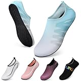 WateLves Wasserschuhe Badeschuhe Damen Herren Aquaschuhe Strandschuhe Schnell Trocknend Slip on Breathable Surfschuhe Unisex Schwimmschuhe für Beach Pool Surfen Yoga Grau Blau 40/41