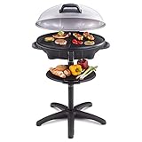 Cloer 6789 Barbecue-Grill, Outdoor Standgrill mit integriertem Thermometer, Antihaftbeschichtung, 2400 Watt, Grillfläche: 38,5 x 52,5 cm, platzsparend verstaubar