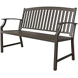 Grand patio Gartenbank Metall, Parkbank mit Rückenlehne & Armlehne, Ruhebank Retro-Stil für 2-3 Sitzer, Gartenmöbel Bänke für Garten, Park, Balkon (Dunkelbraun)