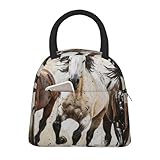 FBGHHTY Isolierte Lunchtasche mit Pferde-Motiv, auslaufsicher, wiederverwendbar, tragbar, für Arbeit, Schule, Picknick, Studenten