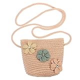 COLLBATH Mädchen Umhängetasche aus Stroh mit Blumenmotiven Kleine Süße Crossbody Tasche für Junge Mädchen Strandtasche und Aufbewahrung für Unterwegs Adorable Pouch für Mädchen
