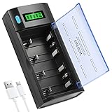 ENEGON Batterie Ladegerät–Universal Akku Ladegerät & Battery Charger für AA/AAA/C/D/9V NiMH/NiCD wiederaufladbare Batterien –mit LCD Display, Schnellladefunktion, Entladefunktion und 4 Ladeschächten