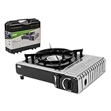 Amig - Camping Gas Kocher CAMP01, Tragbare Küche mit 1 Brenner, Integrierter Windschutz & Edelstahl-Oberfläche, 2,2 kW Leistung, Kompatibel mit B-250 Kartuschen, Edelstahl