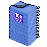 Gucass 10 Stück Mikrofasertücher Auto, 500 GSM Poliertuch Auto Trockentücher Extrem Saugstark, Fusselfreie Microfasertuch Reinigungstuch für Pflege von Auto Motorrad Hause Küche, 30x60cm, Blau