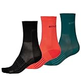 Endura Damen COOLMAX® Rennradsocken (3er-Pack) | Atmungsaktiv | Performance-Material Socken, Schwarz, Einheitsgröße