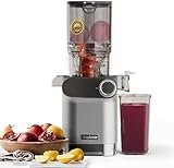 Anybear Entsafter, 200W Slow Juicer Kaltentsafter mit 110 mm großem Einfüllschacht für ganze Früchte/Gemüse | Upgraded Schnecke | Tritan-Material | BPA-frei | Inkl. Saftrezepte (Silber)