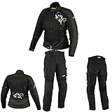 DAMEN MOTORRADKOMBI JACKE + HOSE - AUS TEXTIL/CORDURA für Motorrad Biker Chopper Cross (L)
