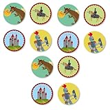 12 Muffinaufleger * RITTER & DRACHE * aus Esspapier als Kuchen- und Tortendeko | Ø4cm, Deko für Kindergeburtstag und Kinderparty | Dragon Knight Drachen Mittelalter Muffins