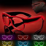 Ainiv LED Leuchtbrille, Led Brille, Kabellos Party Brille, LED Party Sonnenbrille, Leuchten Sie Neon Rave Brille Glow, Flashing LED Sonnenbrille Kostüme für Party, EDM, Karneval, Halloween (Rot)