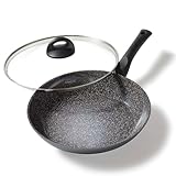 STONELINE Ceramic Große Keramik Bratpfanne mit Deckel 28 cm Keramikpfanne Induktion Antihaft Pfanne Keramikbeschichtung mit echten Steinpartikeln, Pfanne PFAS-frei, Für alle Herdarten Backofengeeignet