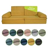 Pillows24 Kindersofa mit Schlaffunktion | Weiches Spielsofa aus Cordstoff | Bequemes Kinder Sofa mit abnehmbaren Bezügen | Ergonomische Kindercouch für Spielzimmer – Fancy Spielsofa für Kinder
