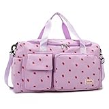 Sporttasche für Damen, Faltbare Reisetasche, Handgepäck, Fitnesstasche, Wochenendtasche mit Schuhfach und Nassfach, 20-35L (Lila)