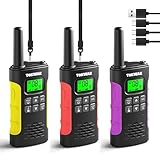 TOKWAK Walkie Talkies 3er Set, Walkie Talkie Aufladbar für Kinder Erwachsene, Funkgeräte Set, Große Reichweite 3km Walki Talki mit Akku, VOX Taschenlampe, Walky Talky für Camping, Freien, Wandern