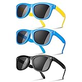 Utensilsto 3 Stück Sonnenbrille Kinder Polarisiert Flexible Sonnenbrille Silikon Rahmen Sonnenbrille Für Jungen Mädchen 4-8 Jahre(Schwarz+Blau)