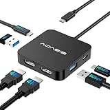 ACASIS USB C HUB 6-IN-1 USB C Docking Station Dual HDMI, 3*USB 3.0 Ports, PD 100W, kompatibel mit MacBook Air/Pro,Surface,ThinkPad