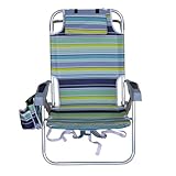 Klappstuhl Leicht Tragbar Campingstuhl Faltbar Faltstuhl Strand mit 4-stufig verstellbare Rückenlehne Strandsessel Klappstuhl Outdoor Gartenstuhl Anglerstuhl mit Getränkehalter für Strand Outdoor