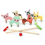 ADOCARN 1 Satz Lustiges Tierkrocket Kind Ball Bausatz tierförmig Animal Croquet Kit drinnen im Freien Krocketspiel Kick-Crocket-Spiel Krocket in Tierform Tier-Krocket-Set hölzern