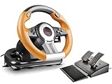 Speedlink DRIFT O.Z. Racing Wheel - USB Gaming Lenkrad für PC/Computer, PC Lenkrad mit Pedalen und Schaltung, Schaltwippen und Schaltknüppel, Force Feedback, schwarz-orange