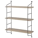 [en.casa] Wandregal Ösel Hängeregal Bücherregal hängend mit 3 Regalböden Holz-Optik Wohnzimmer Regal mit Stahlrahmen Küchenregal