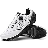 Hiuzylqx Herren & Damen Mountainbike Schuhe Radsportschuhe kompatibel mit SPD 2 Schrauben mit Cleats Leichte & Atmungsaktive Fahrradschuhe Draussen,Weiß,45 EU
