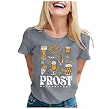 Oktoberfest Shirt Damen Bier Kurzarm Outfit Bierliebhaber-Geschenk Tops Vintage Klassische Streetshirts Bequeme Casual stilvoll Outerdoorshirts Atmubgsaktive Locker Sommershirts