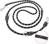 Trhillsbrad Hundeleine 5m x 14mm, Verstellbare hundeleine Große Mittelgroße Hund, Multifunktionsleine Doppelleine Umhängeleine robust, Schwarz