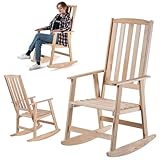 KADAX Schaukelstuhl mit Armlehnen, Schaukelsessel aus Holz, Garten-Schaukelstuhl, Holzstuhl, Gartenschaukelstuhl, Relaxstuhl, Gartenstuhl (Naturholz)
