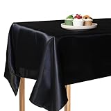 MLMOMVME Tischdecke, rechteckig, 145 x 255 cm, Polyester, für Partys, Hochzeiten, Picknicks, Babypartys, Geburtstag, Innen- und Außenbereich, Schwarz