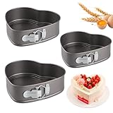 Velicber 3 Stück Springform Herz, 20/22/24cm Backform Herz Antihaftbeschichtet, Auslaufsichere Kuchenform mit Flachboden, aus Carbonstahl, für Kuchen Backen, Torten und Cheesecakes
